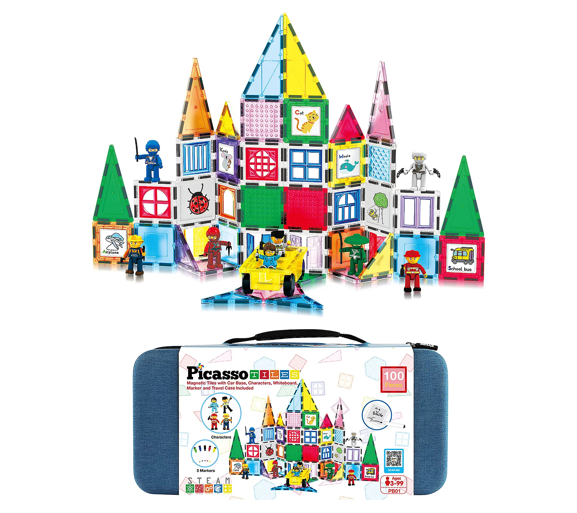 PicassoTiles Magnetic Builders Set - 100 Pieces | QVC