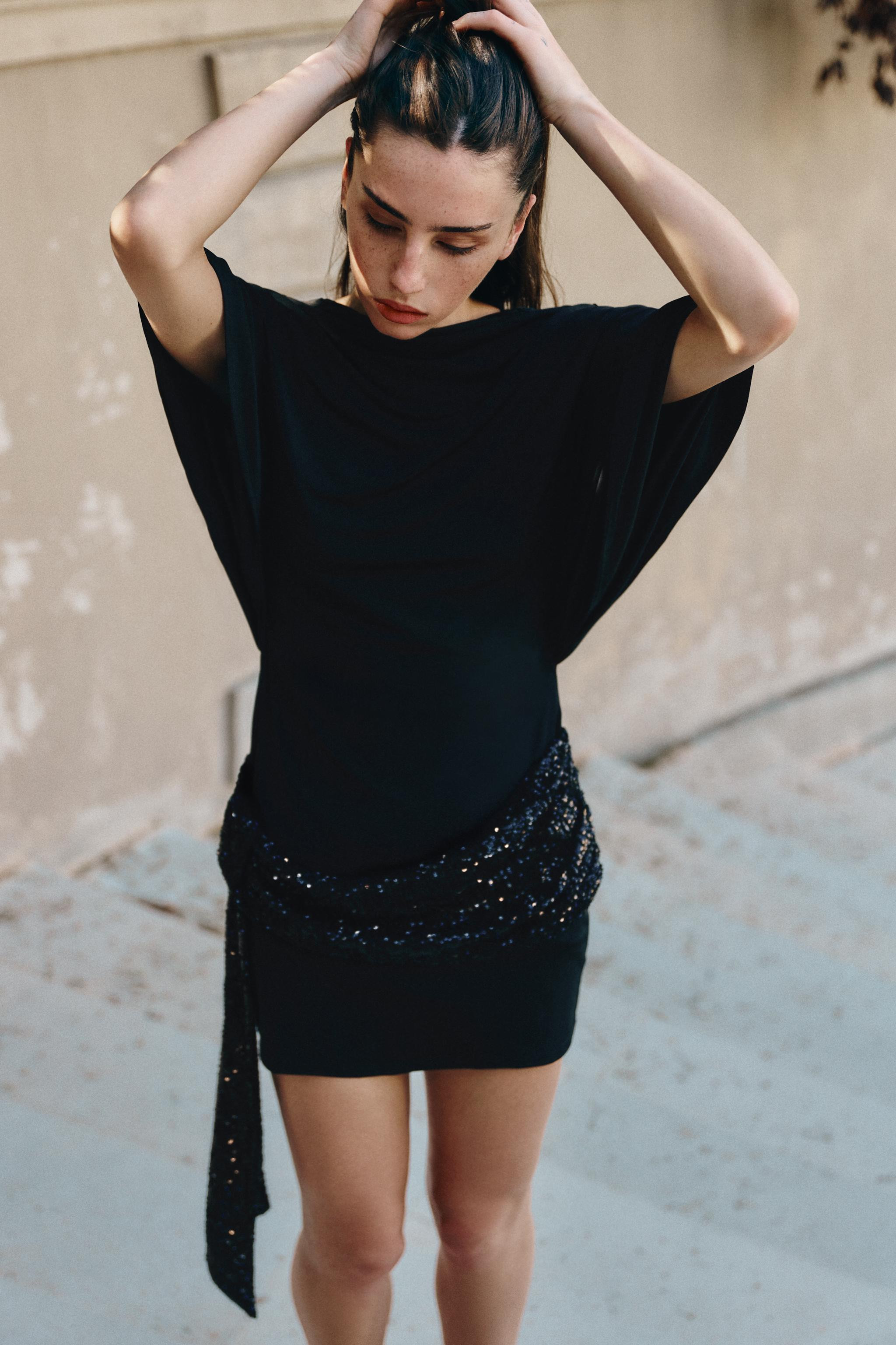 SEQUIN SASH MINI DRESS | Zara US