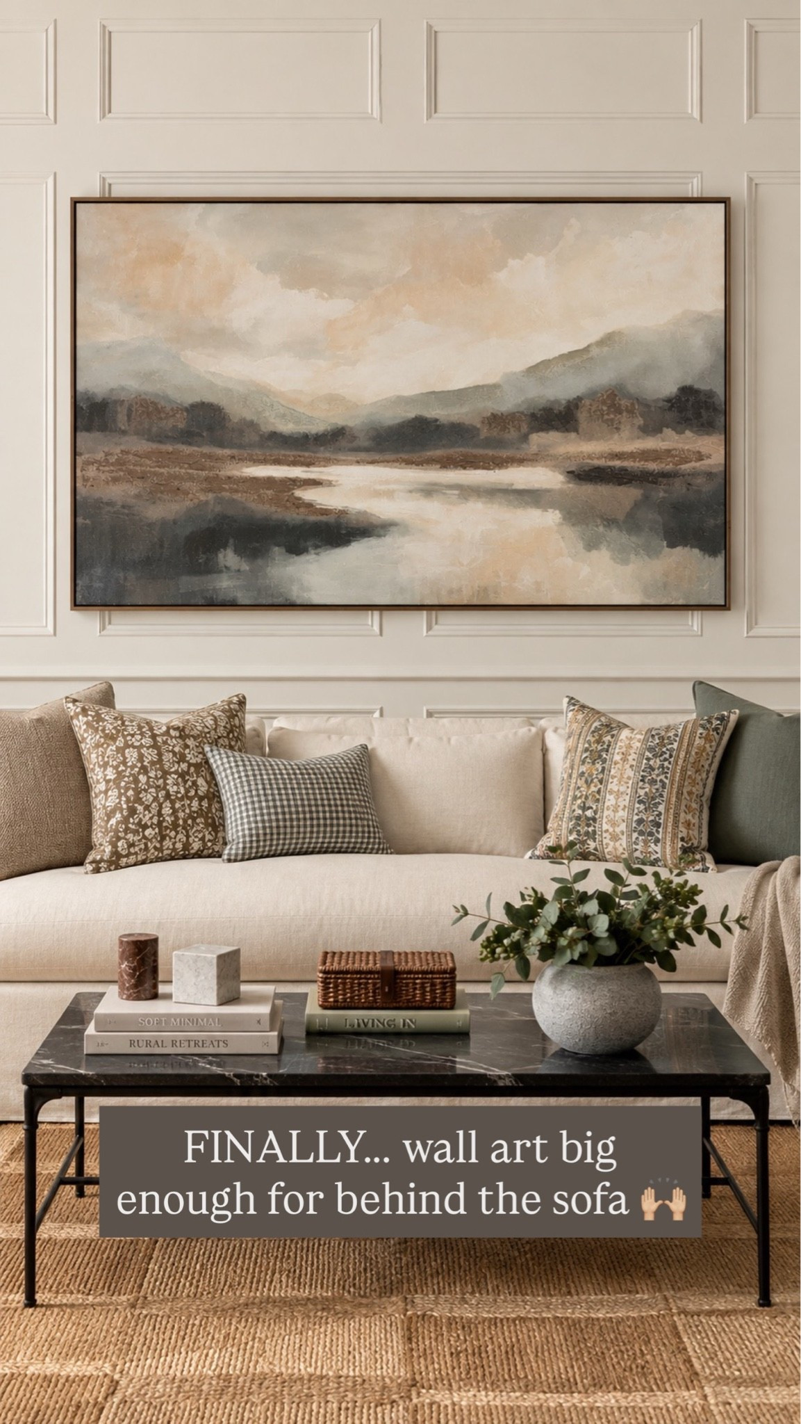 Oversized wall art, large scale wall art, framed landscape art, neutral landscape art, mountain wall art, living room wall decor, art above sofa, oversized living room art, affordable wall art, statement wall art, neutral home decor, warm neutral decor, traditional home decor, transitional home decor, At Home wall art, McGee & co look for less

#LTKSaleAlert #LTKHome