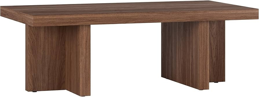 Henn&Hart 44" Rectangular Low-Profile Wood Coffee Table with Sled Base for Living Room, Family Ro... | Amazon (US)