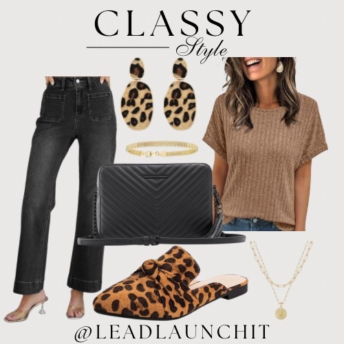 Bring the classy vibes with this effortlessly chic look 😍✨
From bold leopard accessories to laid-back luxe basics, this outfit is the perfect balance of comfy and elevated style.

🖤 Statement mules & earrings
🤎 Textured knit tee
🖤 High-rise black denim
💫 Gold-layered jewelry & sleek black crossbody

Everything is linked on my LTK — tap to shop and style it your way!
📲 Follow me on LTK: @LeadLaunchIt

#LTKStyle #LTKFallFashion #ClassyLook #OOTD #ShopMyLook #LTKSale #LTKUnder50

#LTKStyleTip #LTKSummerEdit #LTKFindsUnder50