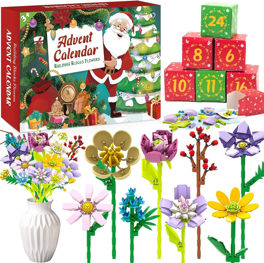 Advent Calendar 2025 Flower Bouquet Building Blocks for Adults Teens Kids, 24 Days Christmas Coun... | Amazon (US)