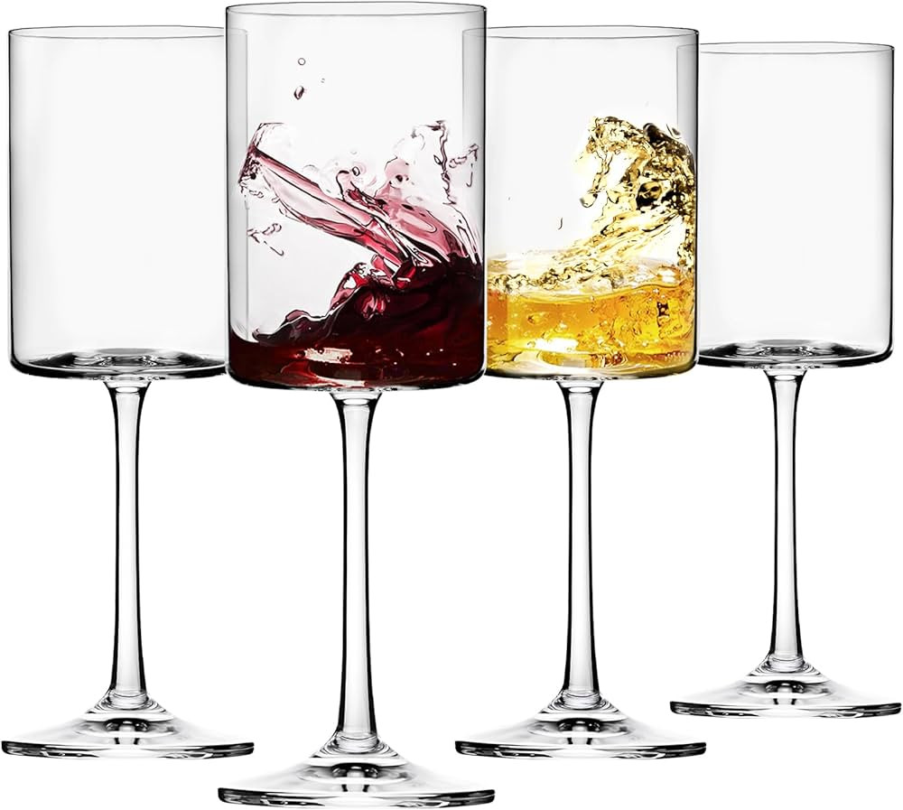 Moretoes 11oz Wine Glasses Set of 4, Crystal Square Glass Wine Glasses for Red Wine or White Wine... | Amazon (US)