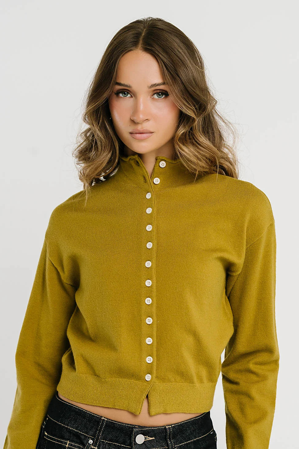 Maya Button Up Sweater in Chartreuse | Böhme US