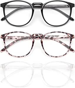 IBOANN 3 Pack Blue Light Blocking Glasses Women/Men, Round Fashion Retro Frame, Vintage Fake Eyeg... | Amazon (US)