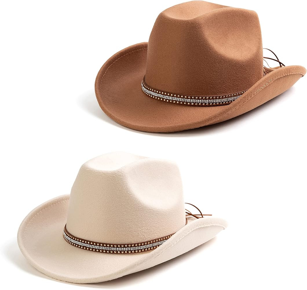 Lisianthus Men & Women's Felt Wide Brim Western Cowboy Outdoor Fedora Hats with Belt | Amazon (US)