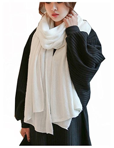 Wander Agio Womens Warm Long Shawl Winter Blanket Scarf Scarves Pure Color White | Amazon (US)
