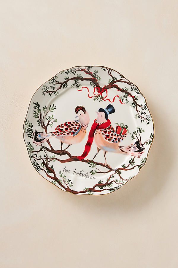 Inslee Fariss Twelve Days of Christmas Menagerie Dessert Plate By Inslee Fariss in Orange Size DST P | Anthropologie (US)