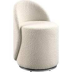 OSP Home Furnishings Lystra Swivel Barrel Vanity Chair with Textured Boucle Fabric, Cream | Amazon (US)