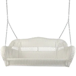 White Hand Woven Resin Wicker Hanging Porch Swing Chain Two Person - Bed Bath & Beyond - 40816238 | Bed Bath & Beyond