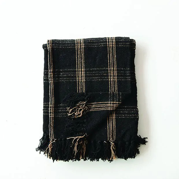 Plaid Fringed Cozy Throw Blanket | Antique Farm House