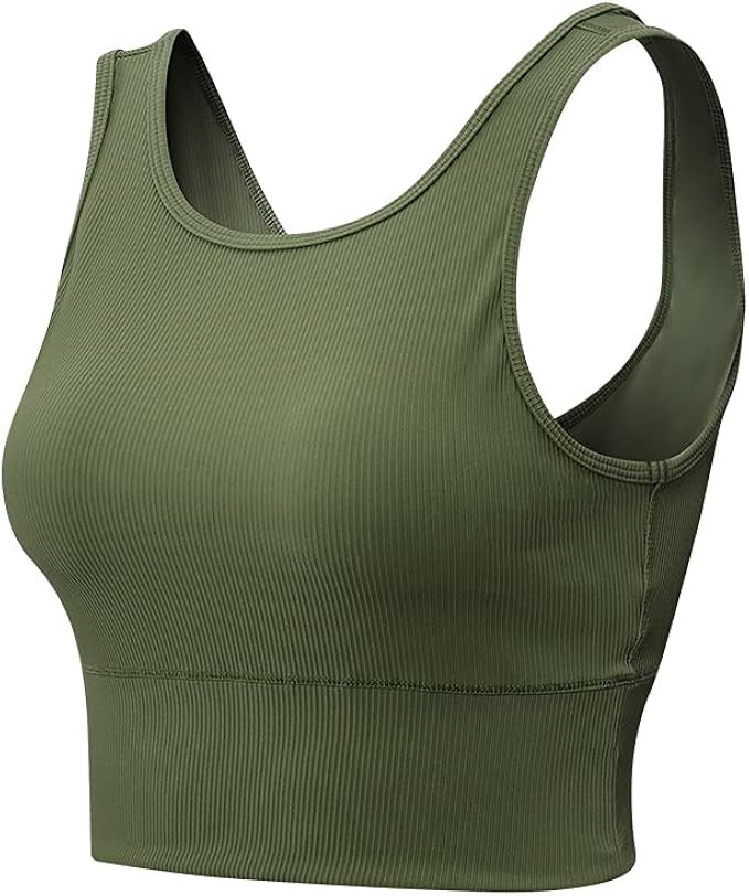 Workout Crop Tank Tops for Women Sleeveless Sports Basic Shirts Fitness Yoga Reversible Ribbed Su... | Amazon (US)