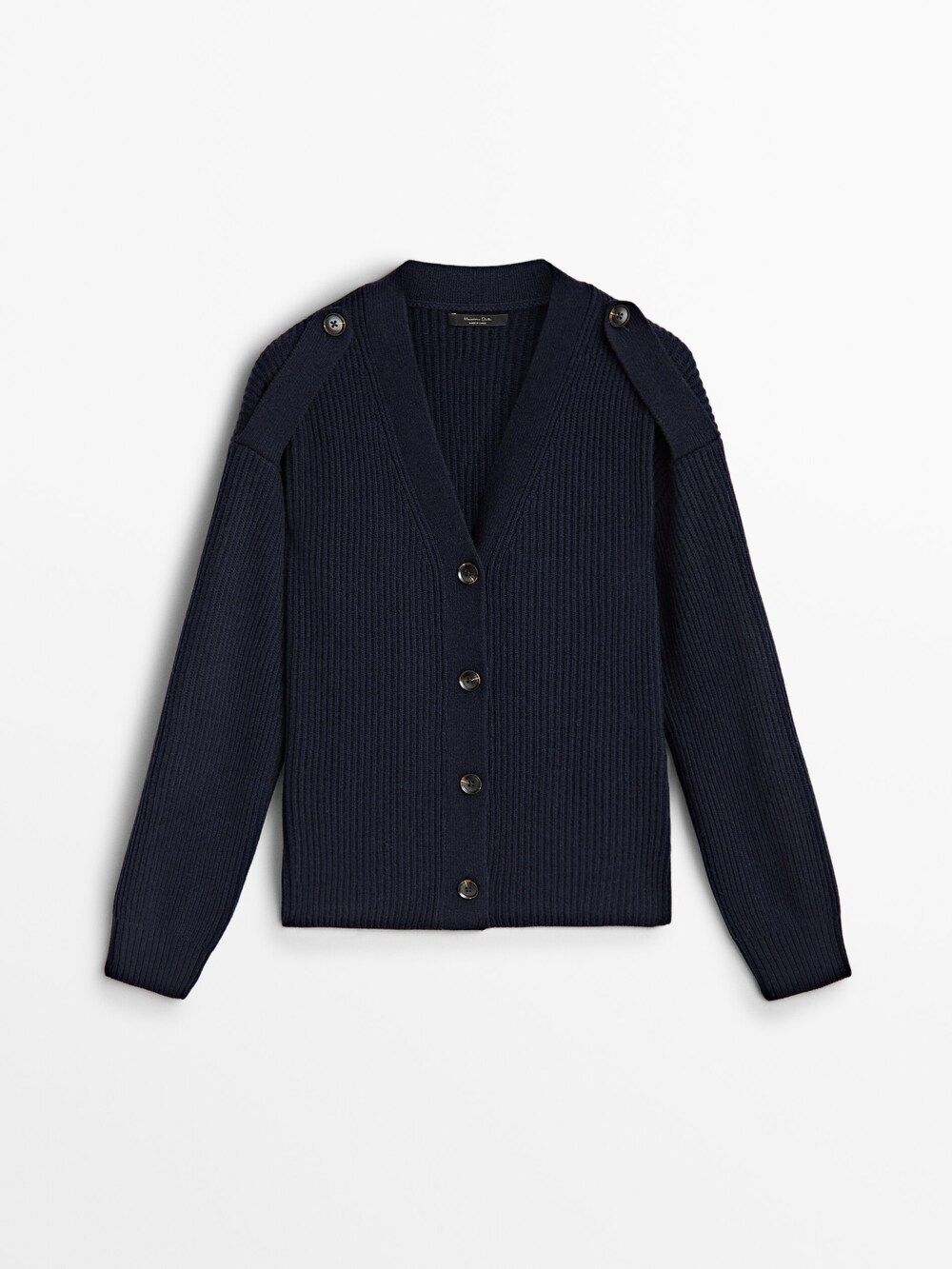 Knit cardigan with buttoned tab detail | Massimo Dutti (US)