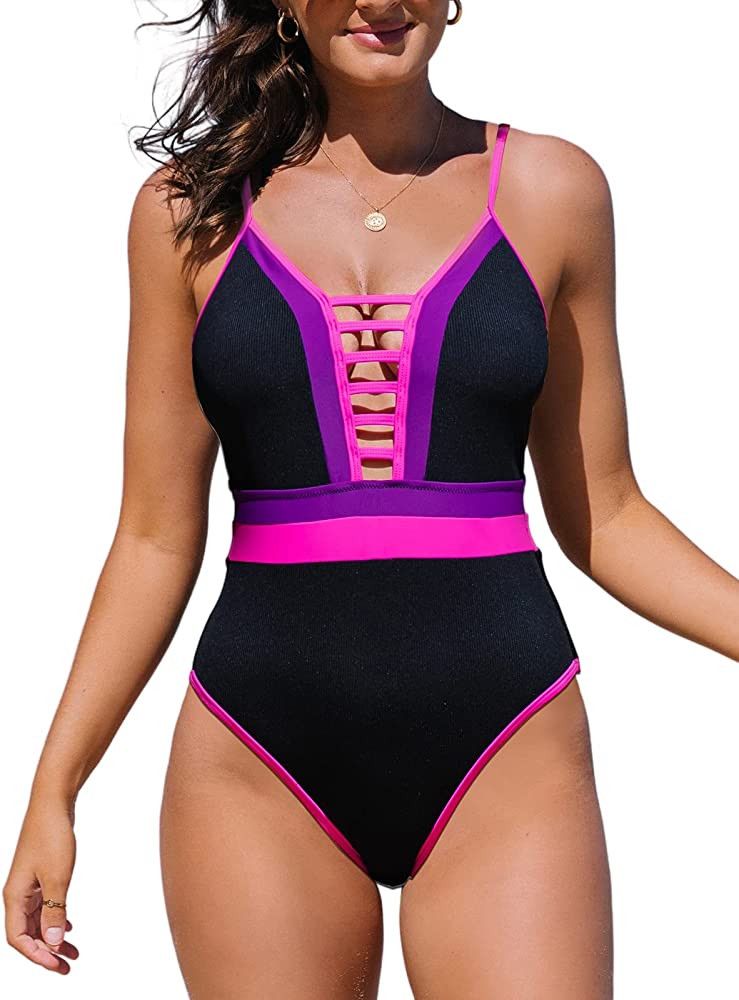 Roselychic Womens One Piece Swimsuits Sexy Cutout Bathing Suits String Monokini Swimwear | Amazon (US)