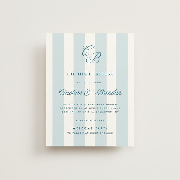 "Coast" - Customizable Rehearsal Dinner Cards in Blue by Kelly Schmidt. | Minted