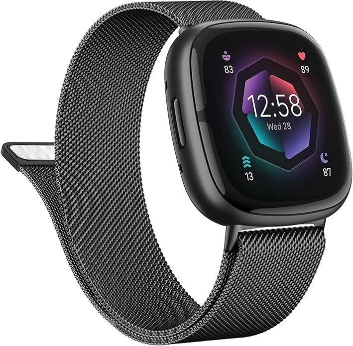 Vanjua Metal Band for Fitbit Sense 2 / Sense Bands, Fitbit Versa 4 / Versa 3 Bands Women Men, Sta... | Amazon (US)