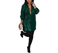 Midi Sequin Dress for Women Sparkle Button Down Sexy Shirt Dresses Long Sleeve Party Club Dress  ... | Amazon (US)