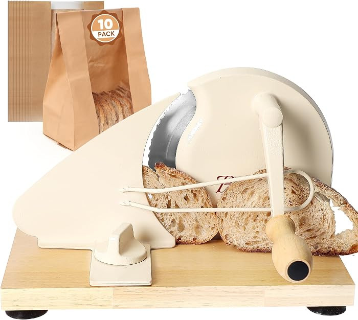 Manual Bread Slicer for Homemade Sourdough,Adjustable Thickness,Hand Crank Bread Slicer with Stai... | Amazon (US)