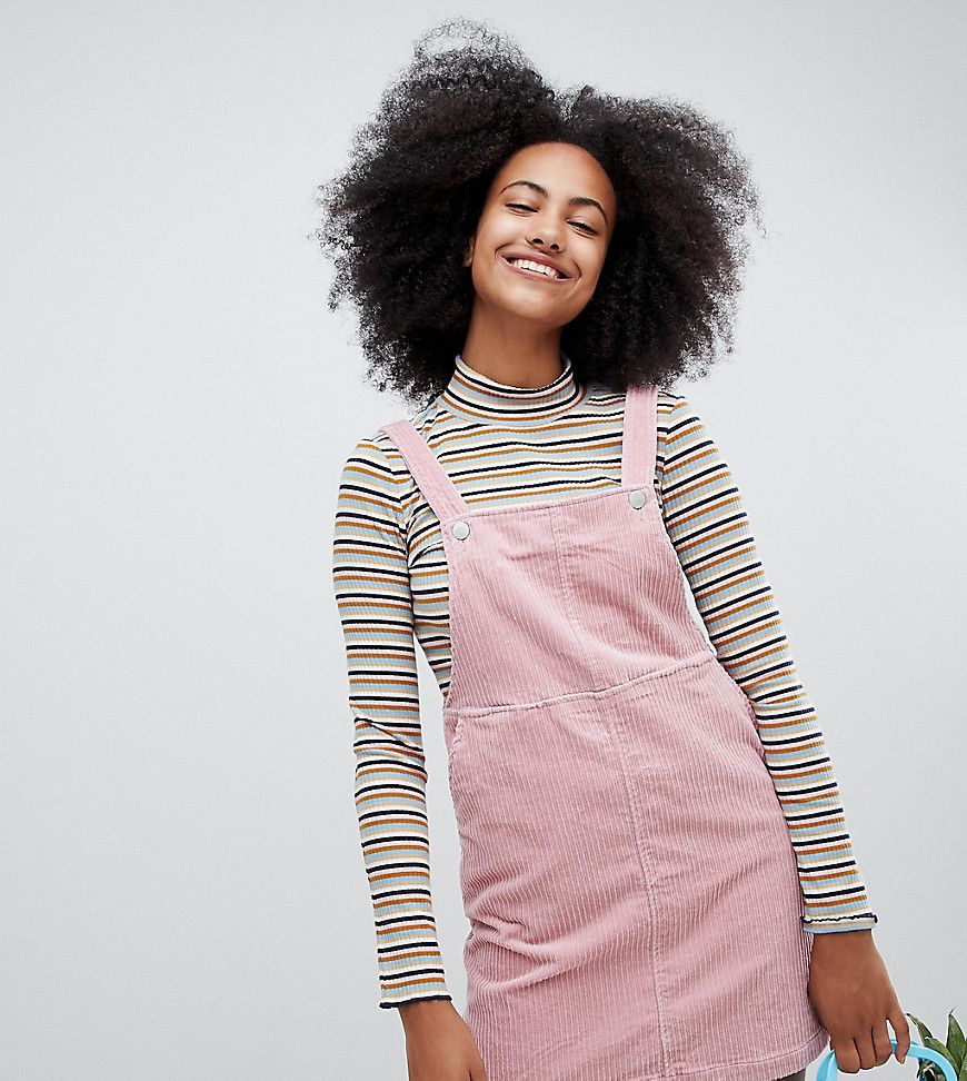 Monki Cord Mini Overall Dress-Pink | ASOS (Global)