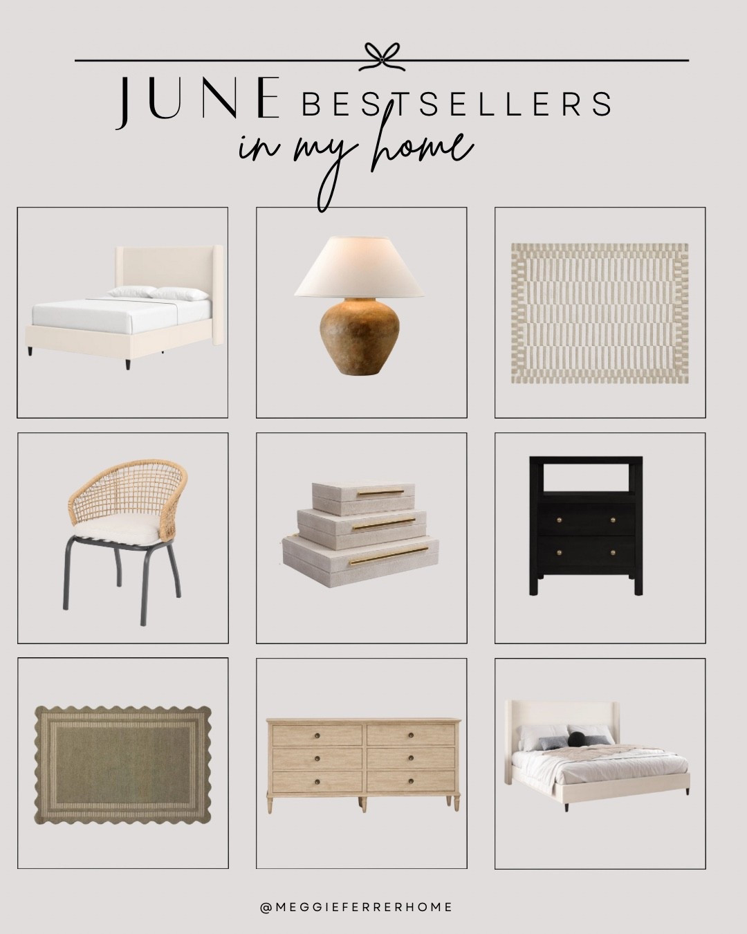 June Bestsellers are here 🤍
Rounding up the 9 most-loved pieces from my home this month—and wow, you all really showed up for these finds!

My bed took the #1 spot again (no surprise!) and while it’s sadly out of stock right now, I’ve linked a few similar options so you can still get the look. The rest of these are still available—including that scalloped rug you’ve been asking about and the prettiest earthy lamp.

#LTKBestSellers #ModernOrganicHome #NeutralDecor #CozyHomeStyle #InteriorFavorites #LTKFinds #HomeInspo

#LTKHome #LTKSaleAlert #LTKStyleTip #LTKHome
