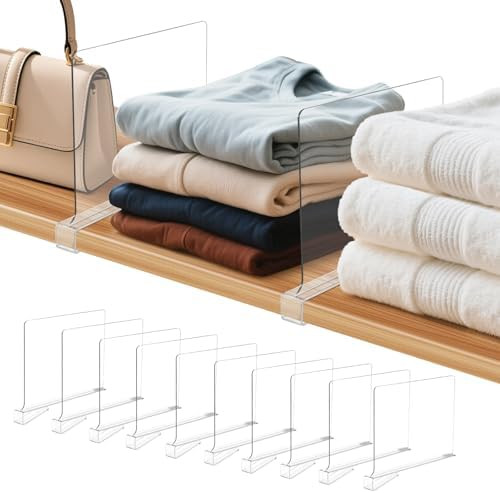 10 Pack Clear Shelf Dividers for Closets, Acrylic Dividers for Shelves, Closet Shelf Divider for ... | Amazon (US)