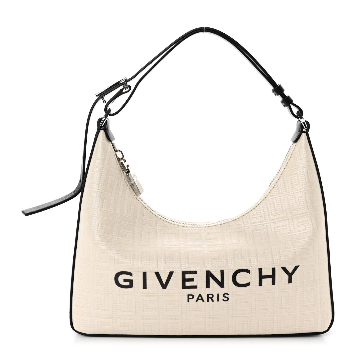 Coated Canvas Logo 4G Embossed Small Moon Cut Out Shoulder Bag Ivory | FASHIONPHILE (US)