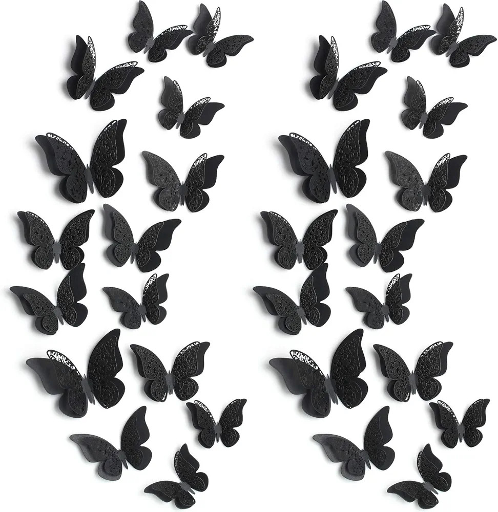 Outus 120 Pieces 3D Layered Butterfly Wall Decor Removable Butterfly Stickers Hollow Mural Decals... | Amazon (US)