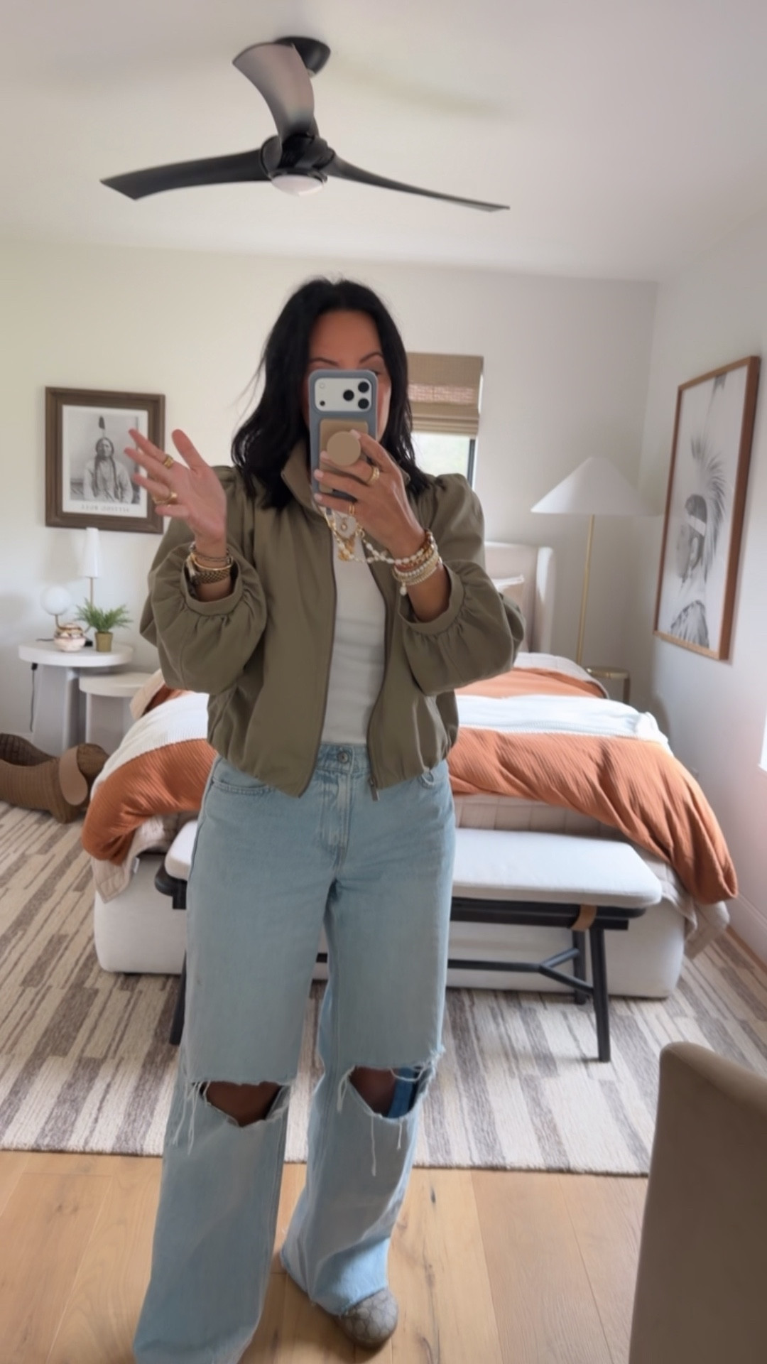 I’m a size 8/10 and just shy of 5’5”…jacket size medium, t-shirt size large, jeans size 29, shoes fit tts. 

#LTKOver40 #LTKSaleAlert #LTKootd