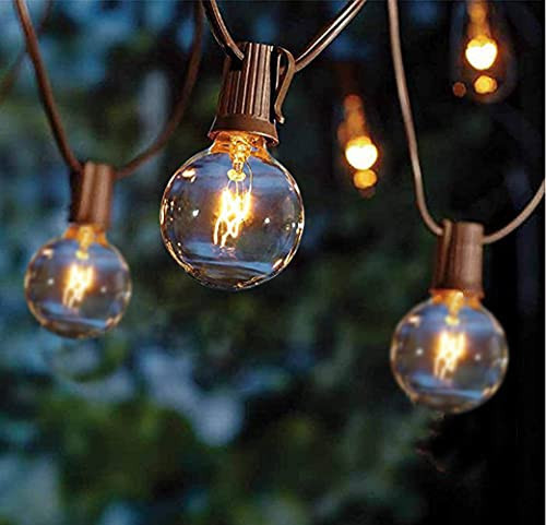 GOOTHY Outdoor String Lights, 25FT Hanging Patio Lights String with 27 G40 Clear Globe Bulbs (2 Spare), Connectable Globe String Lights for Indoor Outdoor Garden Commercial Decor, C7/E12 Base - Brown | Amazon (US)