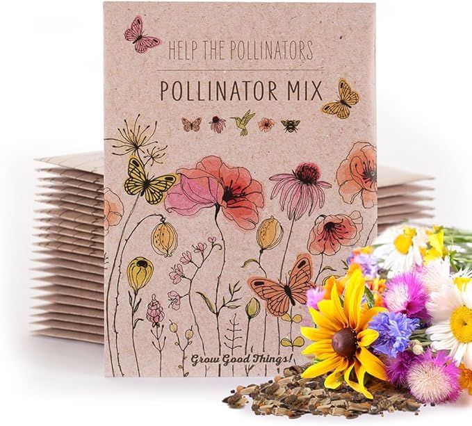 Bentley Seeds Pollinator Seed Mix - Pre-Filled, Non-GMO, Non-Coated Butterfly Seed Packets - 25 A... | Amazon (US)