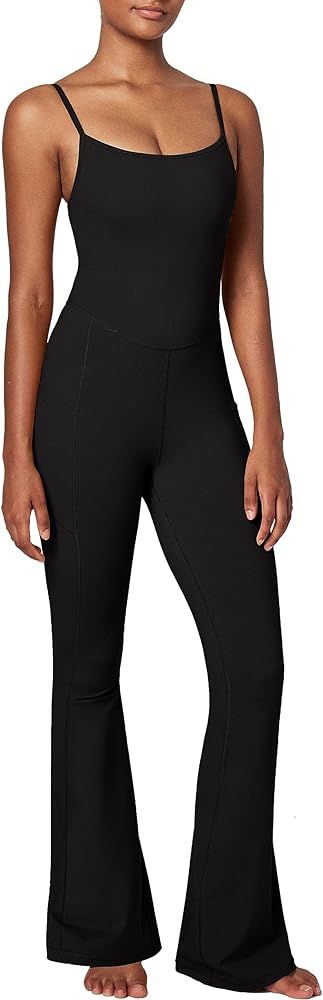 IUGA Flare Jumpsuits for Women Tummy Control Body suits Built-in Bra Romper Full Length Unitard W... | Amazon (US)
