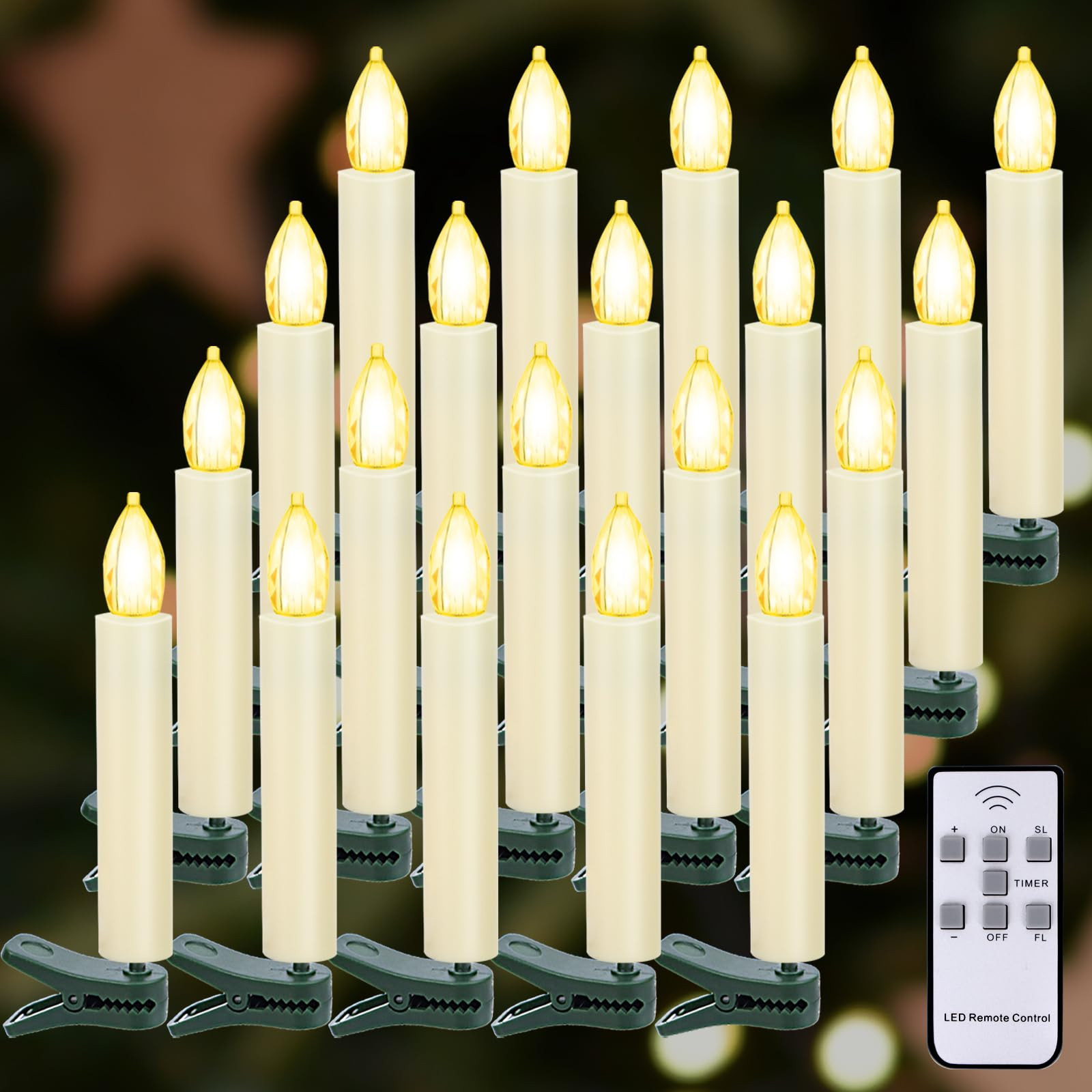 LED Christmas Candles, Flickering Clip on Candles for Christmas Tree, Battery Operated with Remot... | Amazon (US)