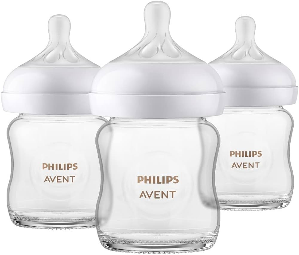 Philips Avent Glass Natural Baby Bottle With Natural Response Nipple, 4oz, 3 pack, SCY910/03, Cle... | Amazon (CA)