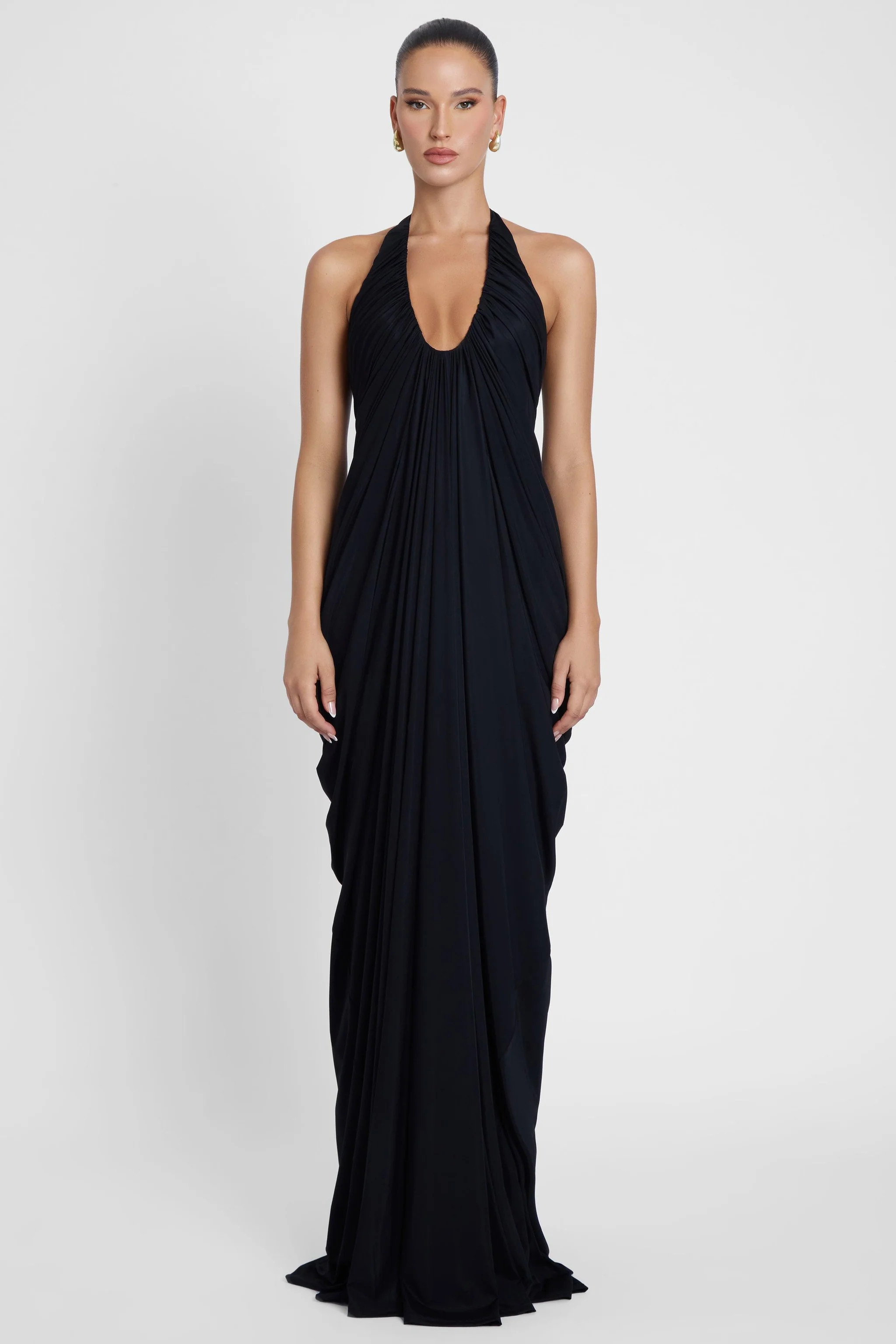 Cascade Drape Gown - Black | LEAU (US)