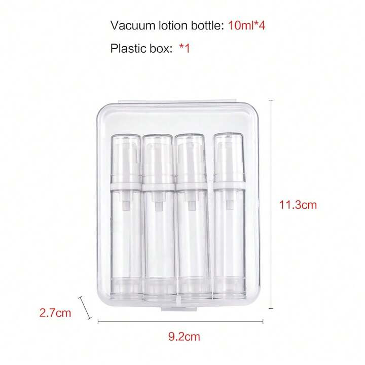 4pcs/Set 10ml Vacuum Lotion Bottle Cosmetic Travel Container Set, With Clear Case, Living Room Ho... | SHEIN