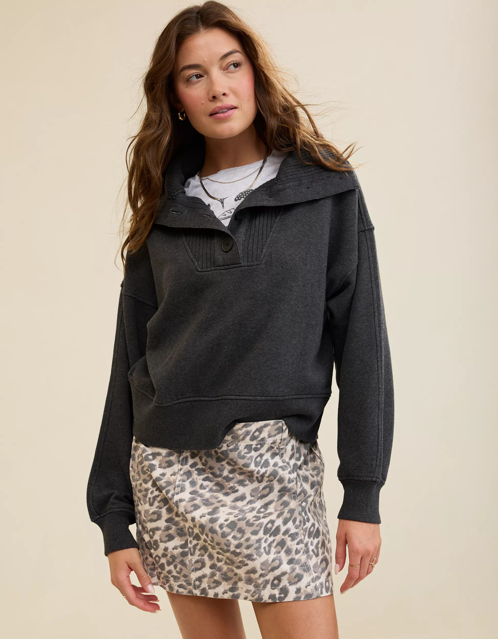 Aerie Best Button Sweatshirt | Aerie