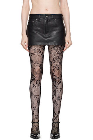 Black Grained Leather Skort | SSENSE