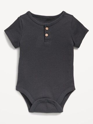 Unisex Short-Sleeve Thermal-Knit Henley Bodysuit for Baby | Old Navy (US)