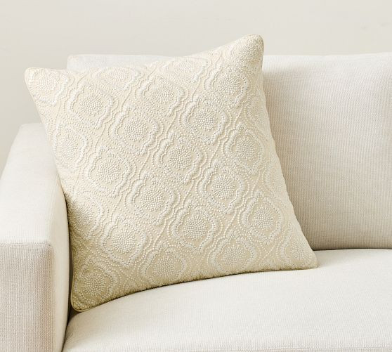 Floral Medallion Embroidered Pillow | Pottery Barn (US)