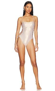 Luli Fama Golden Luli Lace Up One Piece in Gold from Revolve.com | Revolve Clothing (Global)