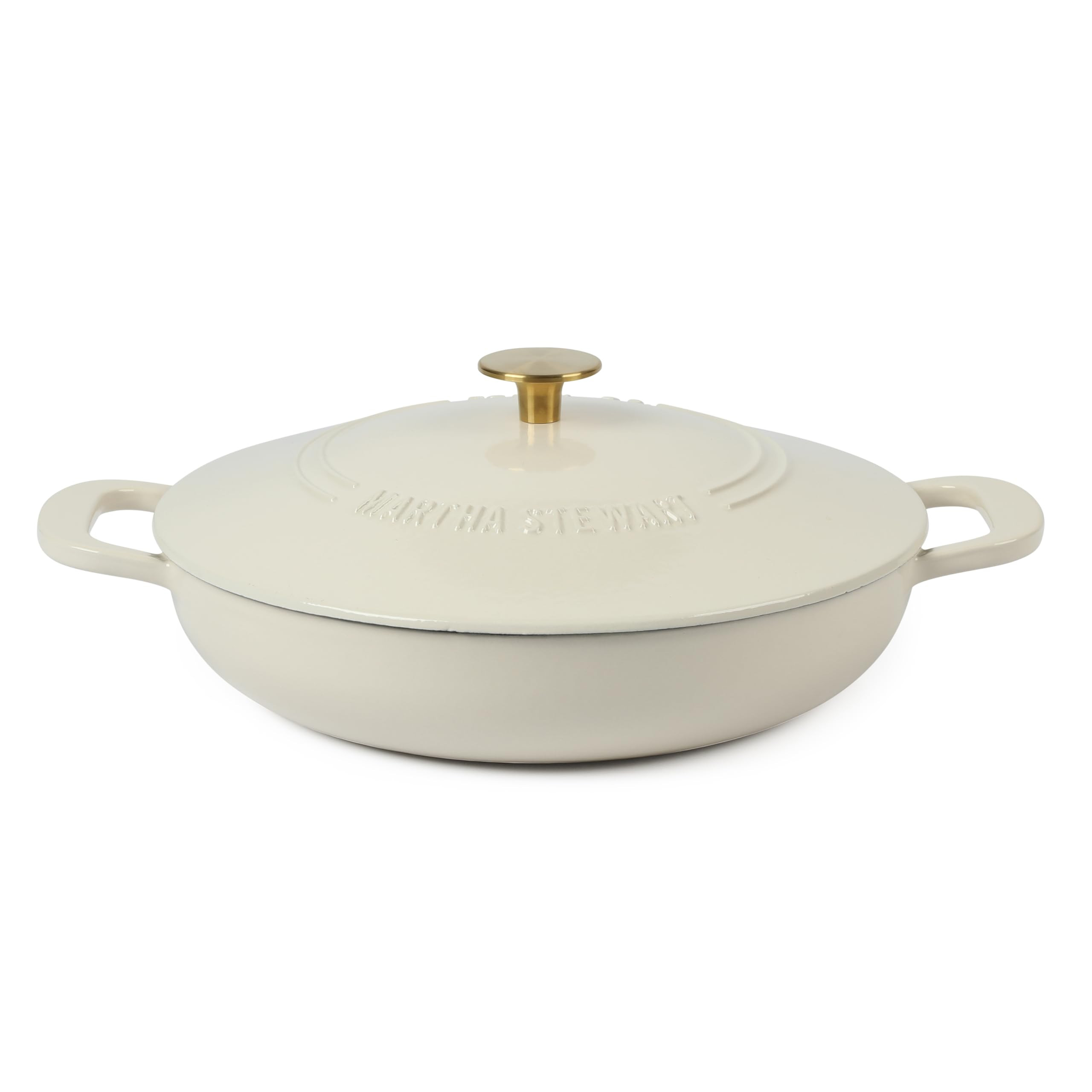 Martha Stewart 3.5-Quart Enameled Cast Iron Dutch Oven Braiser - Linen w/Gold Knob | Amazon (US)