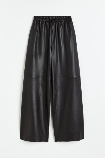 Wide leather trousers - Black - Ladies | H&M GB | H&M (UK, MY, IN, SG, PH, TW, HK)