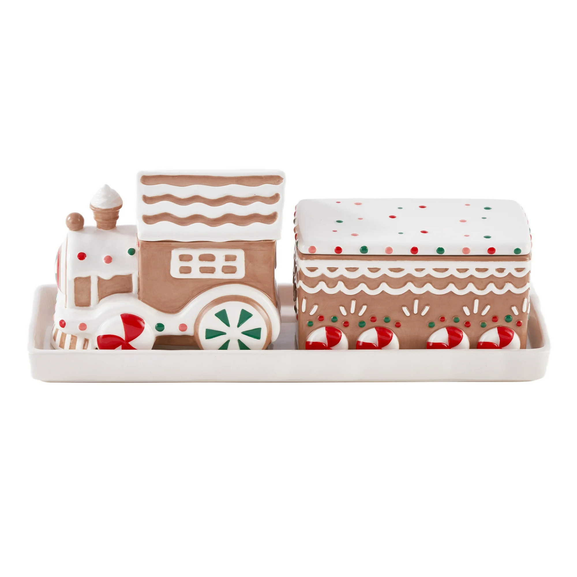 Holiday Time Ceramic Train Treat Jars with Base, Set of 2 | Walmart (US)