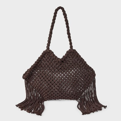 Cotton Macrame Fringe Tote Bag - Universal Thread™ Brown | Target