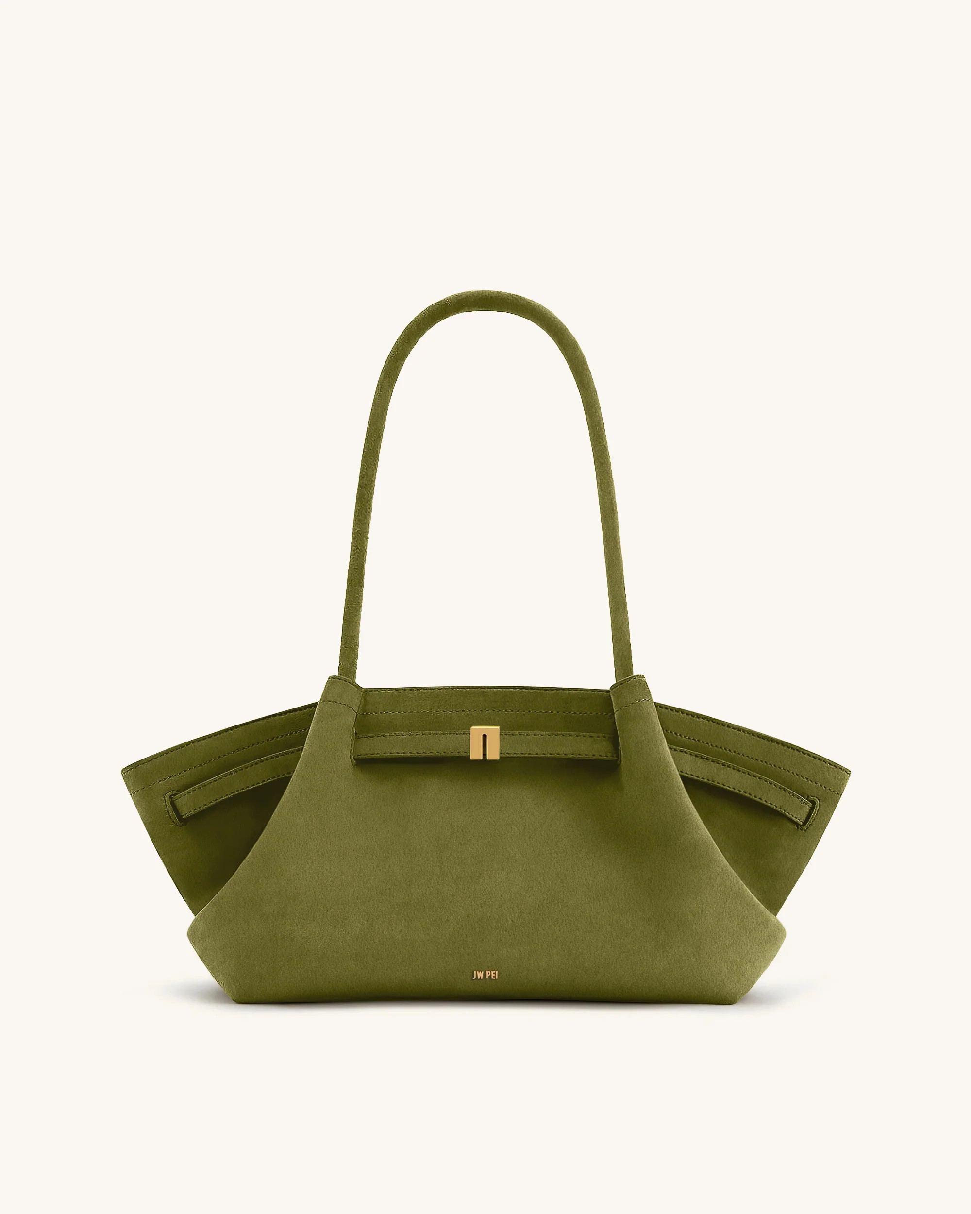 Hana Wide Faux Suede Tote Bag - Olive Green | JW PEI US