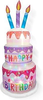 Inflatable Birthday Cake Decorations, Birthday Cake Blow up Outdoor Yard Decorations for Birthday... | Amazon (US)