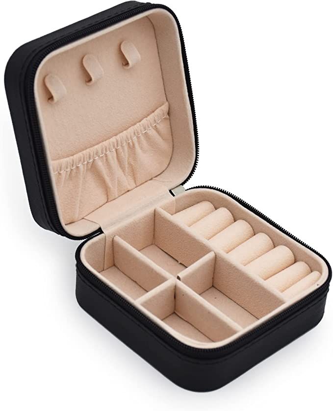 MODENGKONGJIAN Mini Jewelry Travel Case, PU Leather Travel Jewelry Organizer Box, Small Portable ... | Amazon (US)