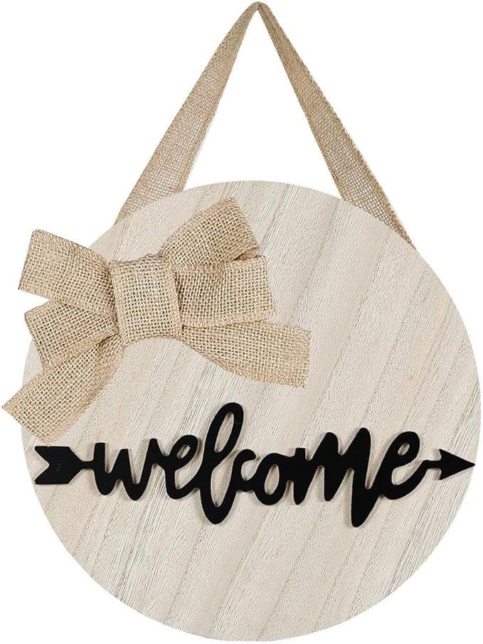 LEJHOME Welcome Wreath Sign Front Door - Wood Welcome Sign for Rustic Farmhouse Porch Decorations... | Amazon (US)