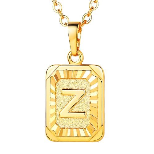 U7 Monogram Necklace A-Z 26 Letters Pendants 18K Gold/Platinum Plated Initial Necklaces for Women... | Amazon (US)