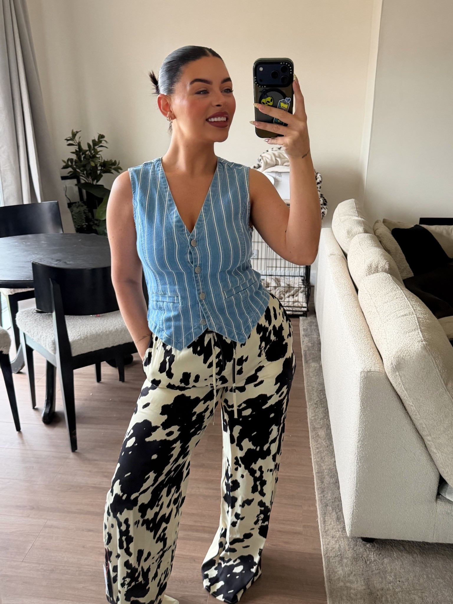 Cow print moment 🐄✨ Paired these statement cow print trousers with a classic denim waistcoat for the perfect mix of bold and effortless. I love balancing a fun print with timeless denim — such an easy outfit that still feels put together 🤍
Everything linked on my LTK! #LTKStyle #LTKFinds #CowPrint #DenimStyle #OOTD

#LTKhaul #LTKstyletip #LTKspringtrends